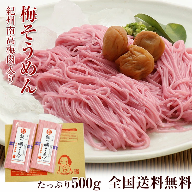 TVで話題！紀州南高梅の梅肉が入った古式熟成の手延べ梅そうめん