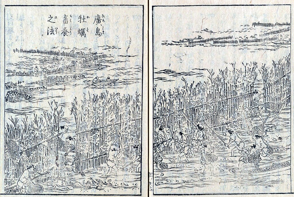 日本山海名産図会広島牡蠣蓄養之法