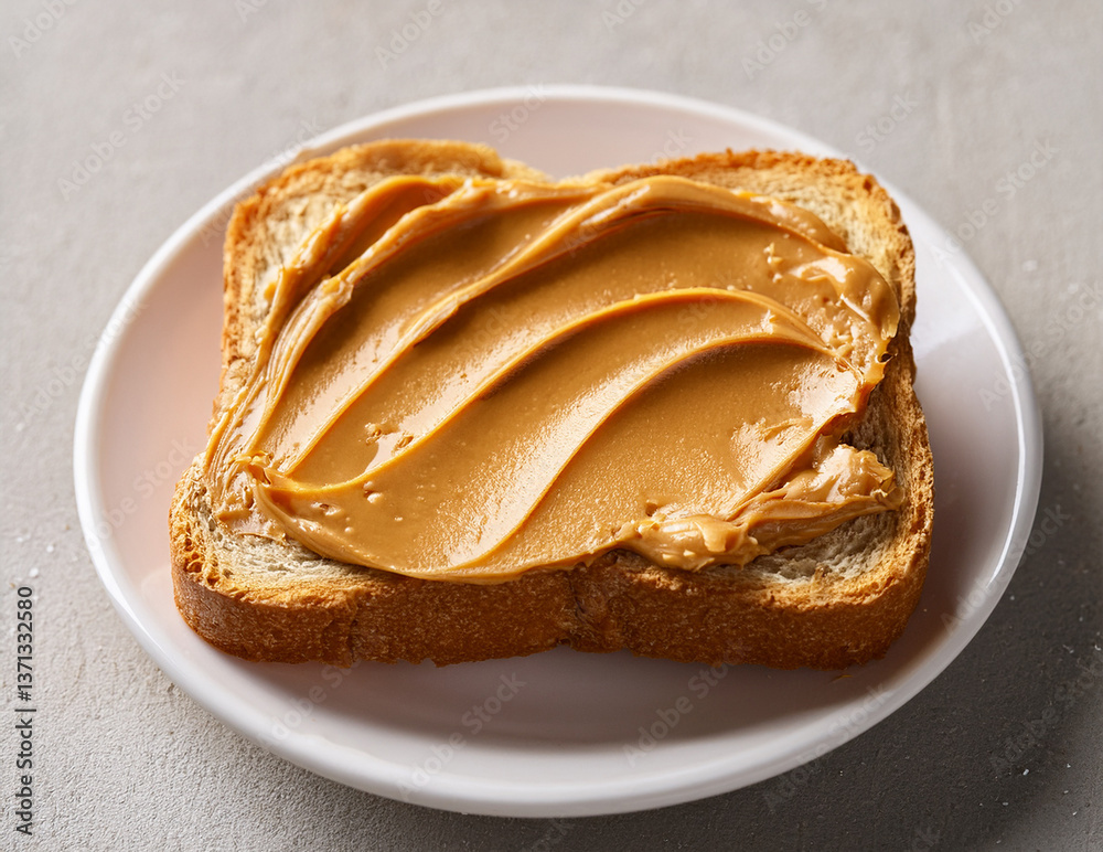 パンにピーナッツペーストを塗って食朝食べる至高の朝食