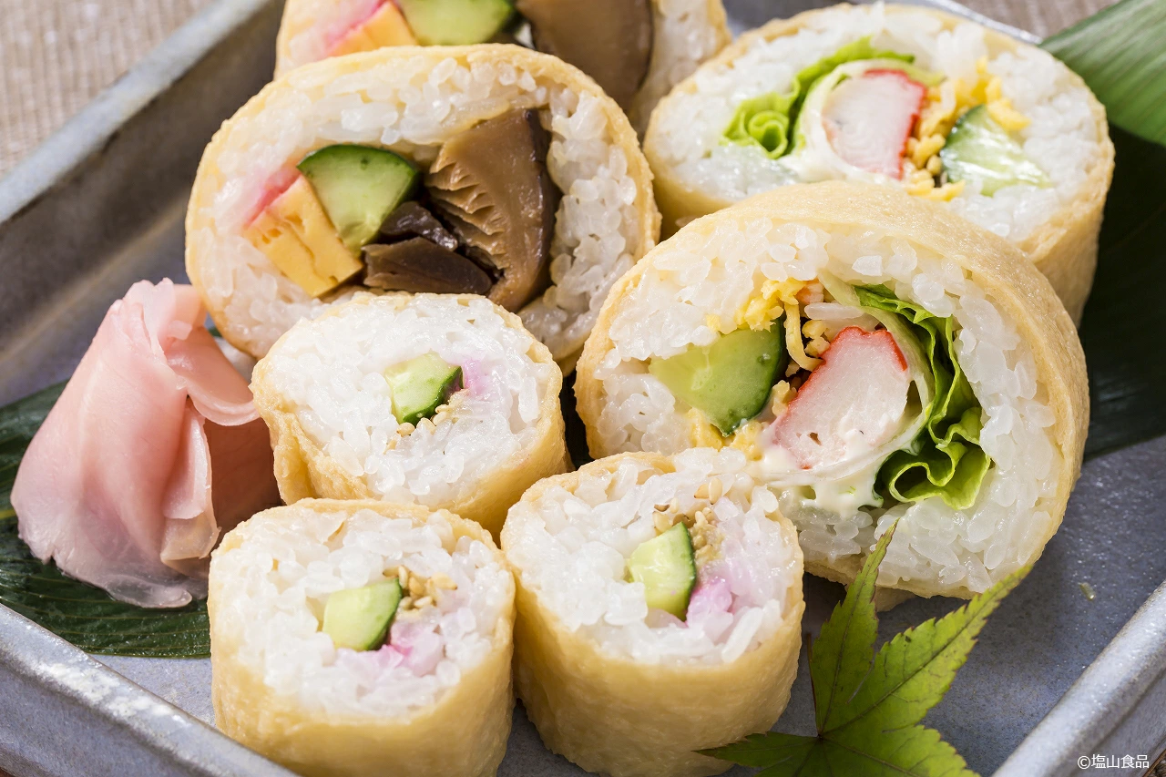 巻きずしの海苔の代替として南関あげを利用