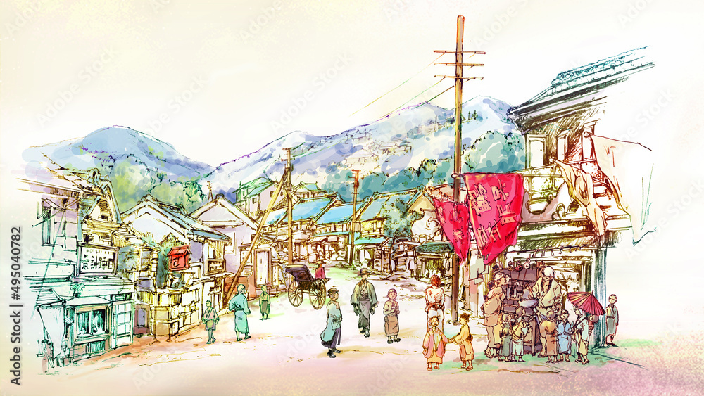 明治時代の街並と人々