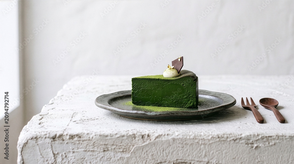 和と洋の融合スイーツ、抹茶ケーキ